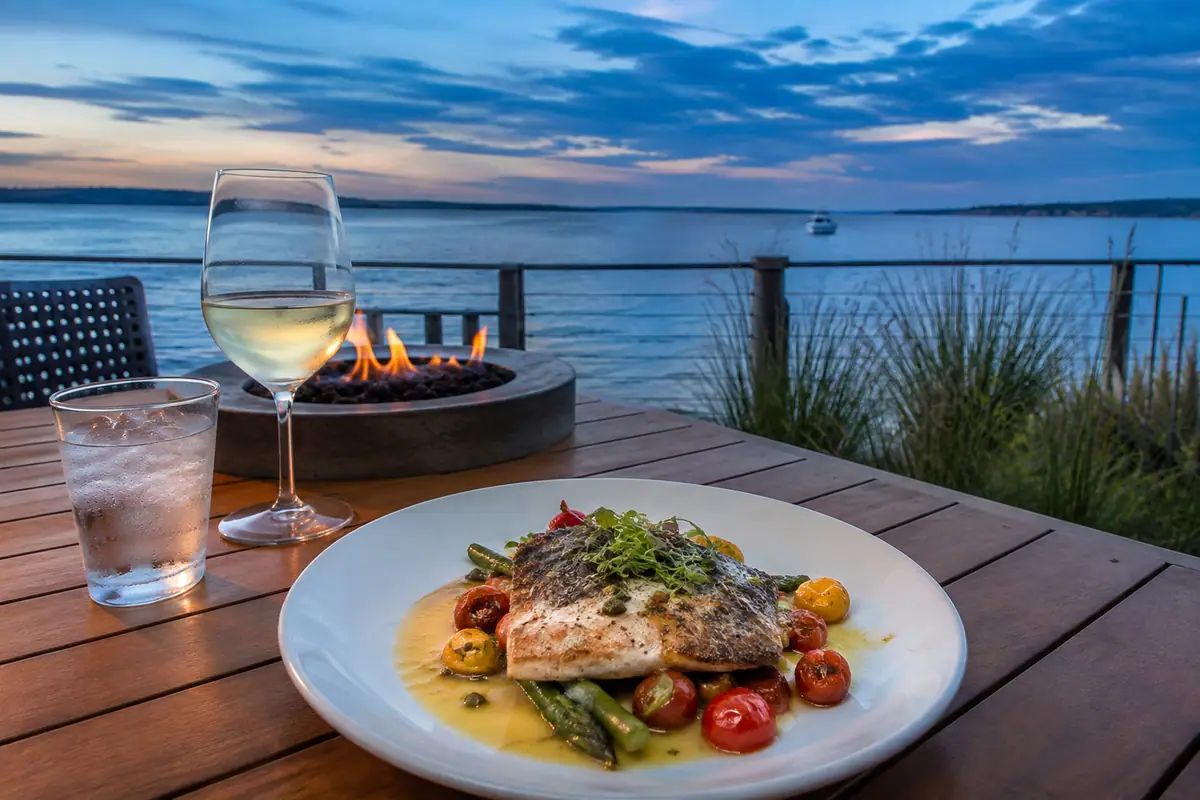 Travel-editorial view of Apache Trout Grill in Traverse City, Michigan