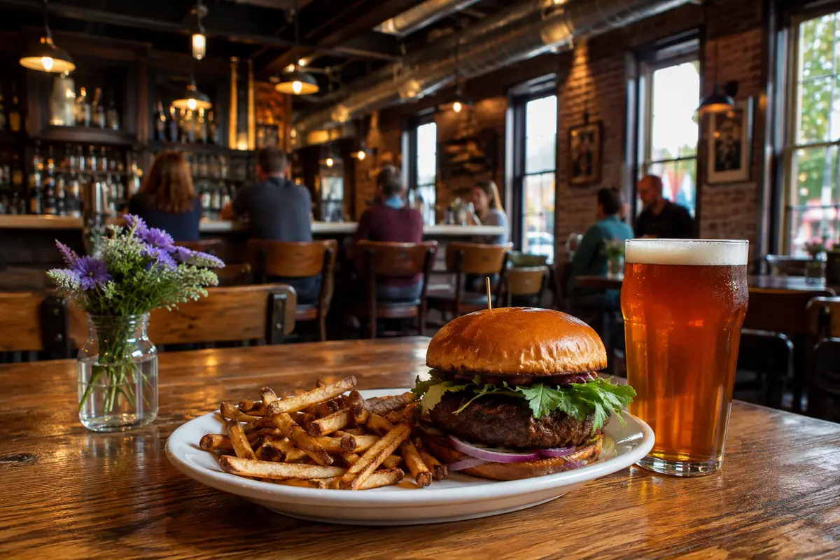 Travel-editorial view of Rare Bird Brewpub in Traverse City, Michigan