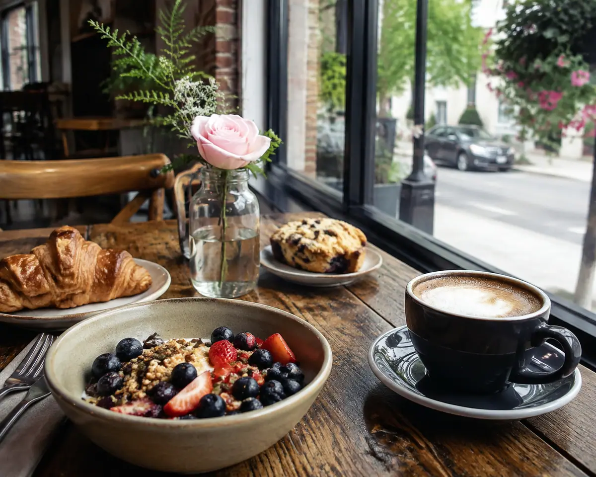Travel-editorial view of Rose and Fern Cafe in Traverse City, Michigan