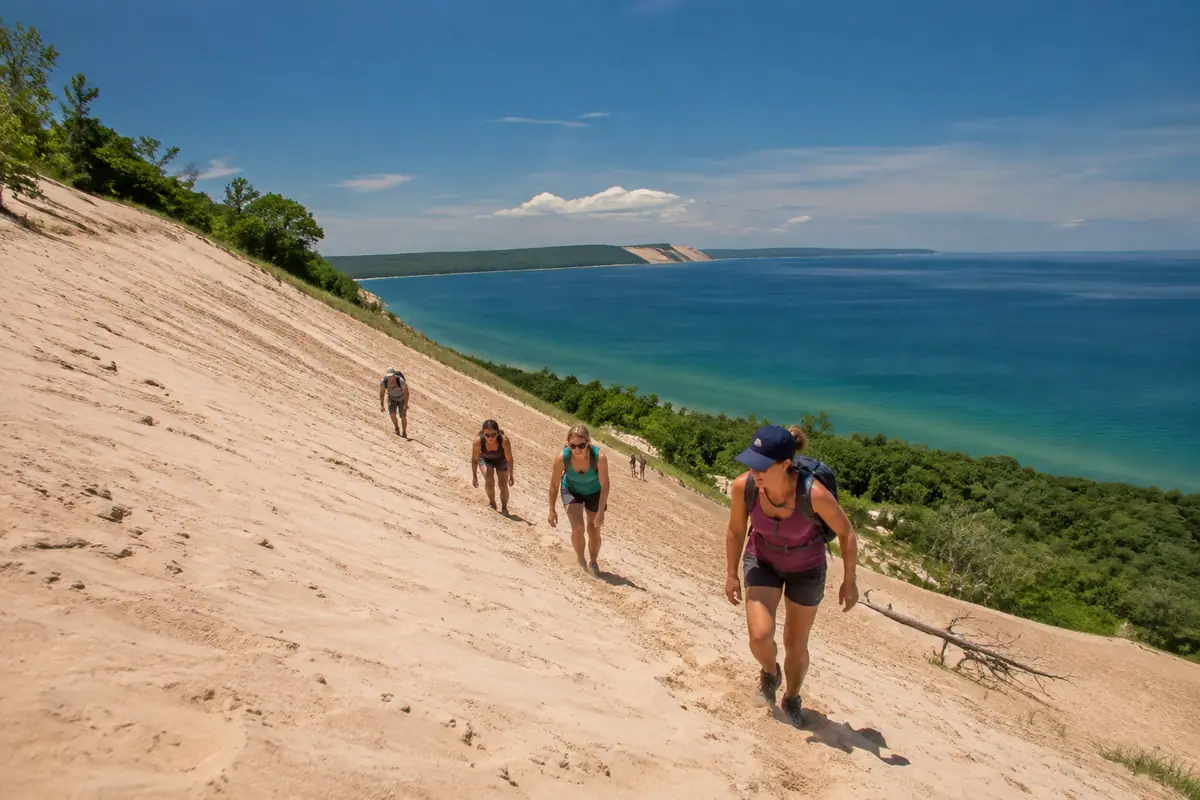 Travel-editorial view of Sleeping Bear Dunes Dune Climb in Traverse City, Michigan