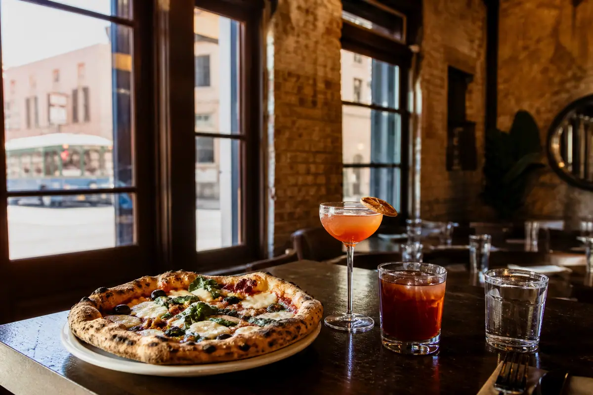 Photoreal travel-editorial view of Reilly Craft Pizza & Drink in Tucson, Arizona