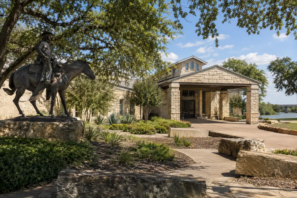 Photoreal travel-editorial view of Texas Ranger Hall of Fame and Museum in Waco, Texas