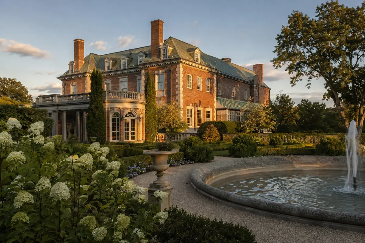 Photoreal garden and Georgian estate at Hillwood in Washington, DC