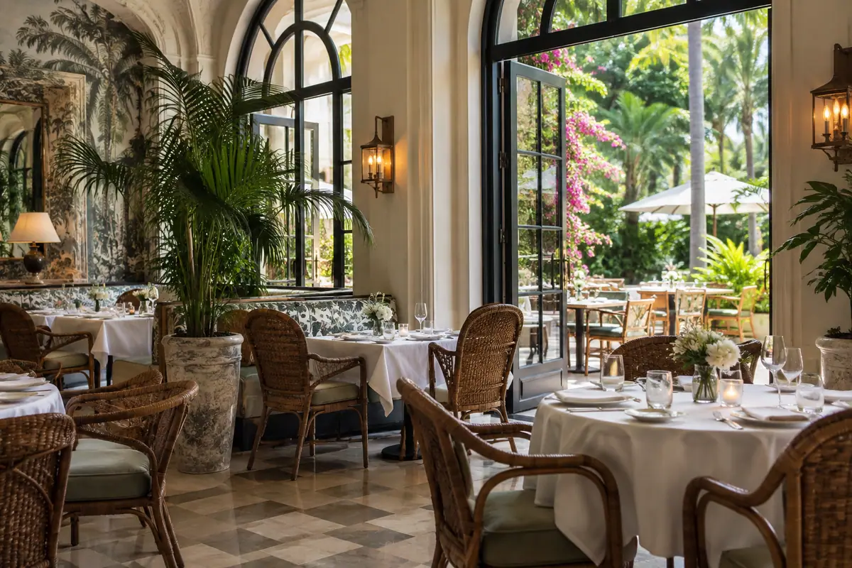 Photoreal travel-editorial view of Table 26 in West Palm Beach, Florida